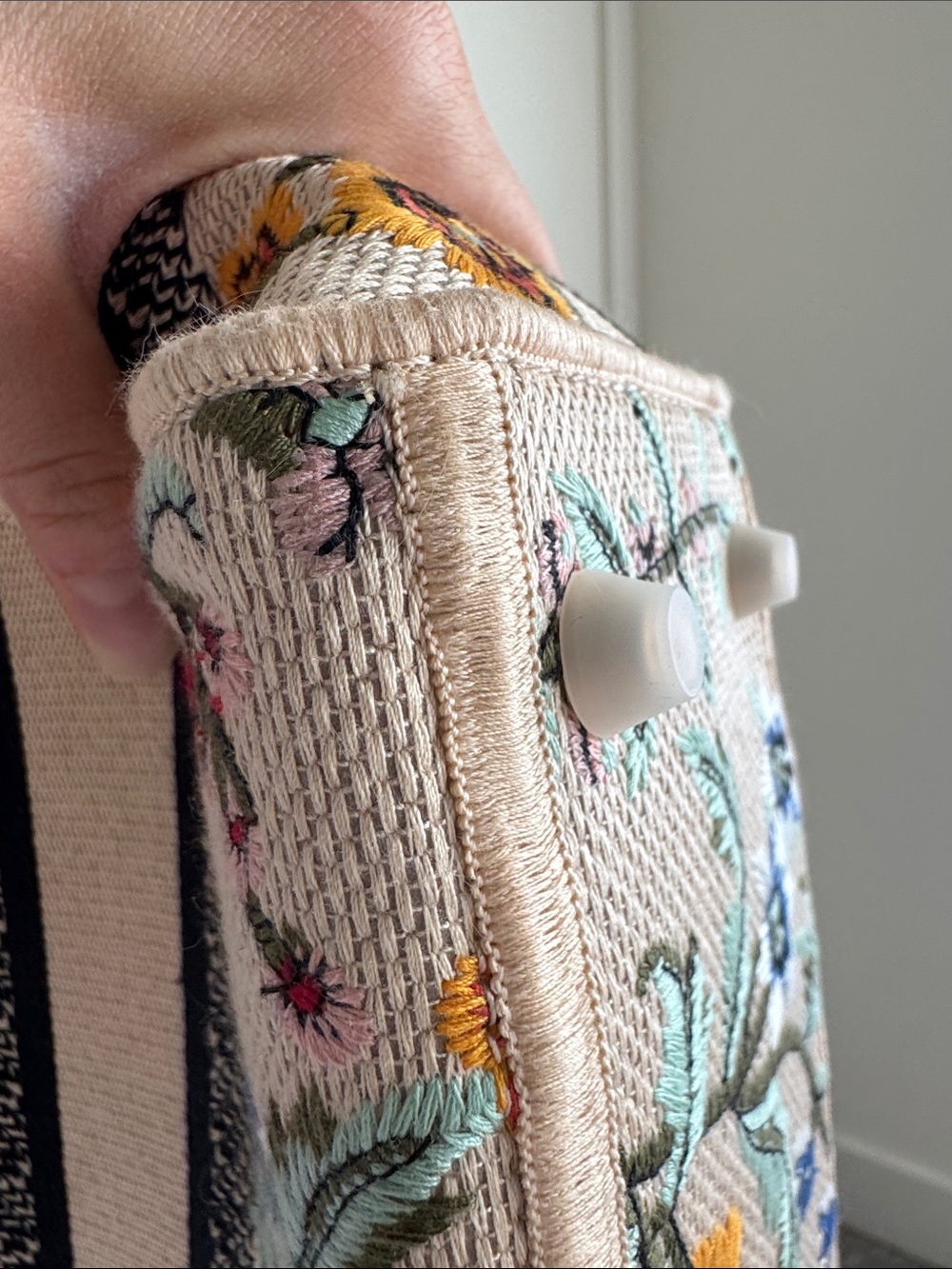 Dior Beige Floral Embroidered Mini Lady Tote with Multicolor Flowers - Picture 13 of 16